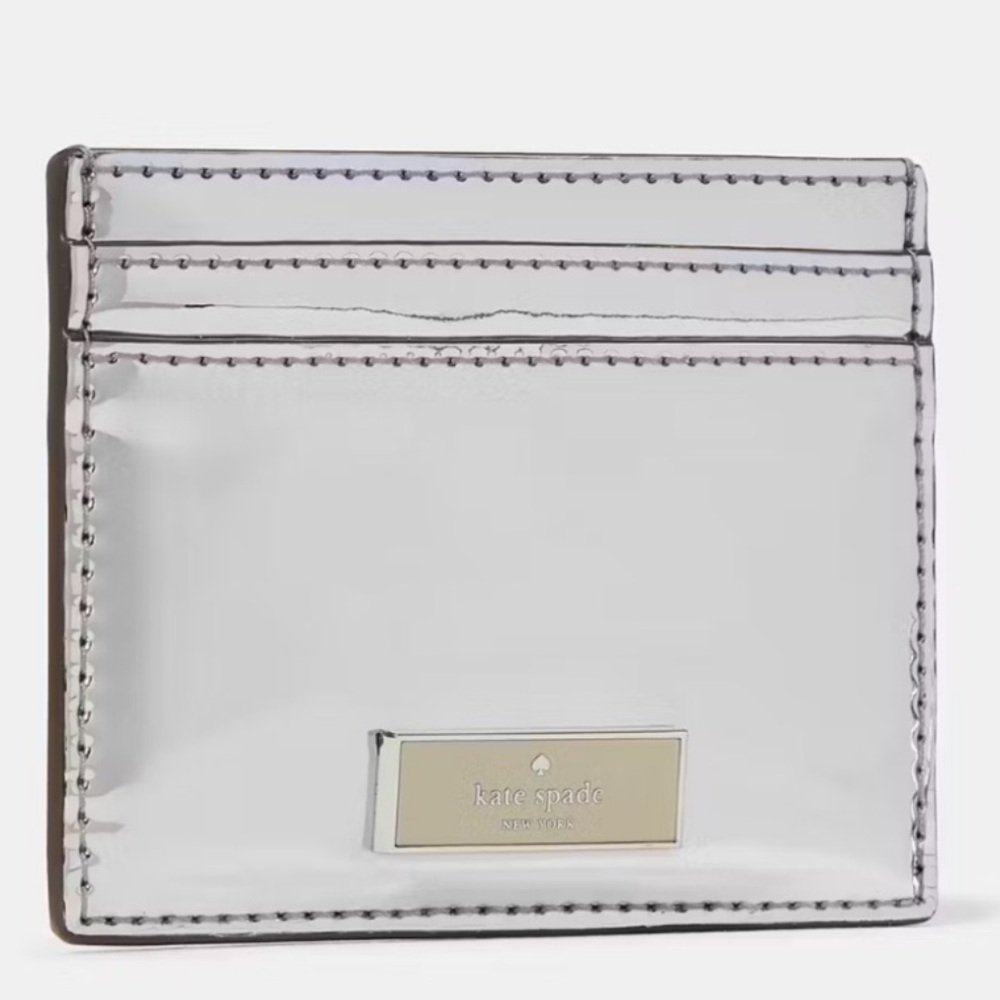 Kate Spade Silver Metallic Mirror Card Holder NWT Retails:$89 - Picture 1 of 3
